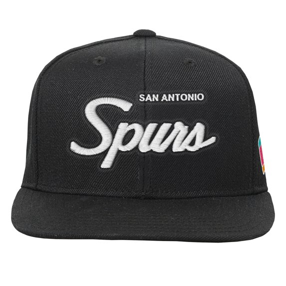 Youth Mitchell & Ness Black San Antonio Spurs Head Coach Flat Brim Snapback Hat