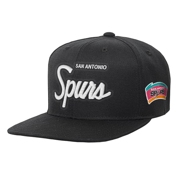 Youth Mitchell & Ness Black San Antonio Spurs Head Coach Flat Brim Snapback Hat