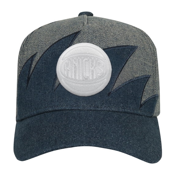 Youth Mitchell & Ness DenimGray New York Knicks Sharktooth Pro Pinch Snapback Hat