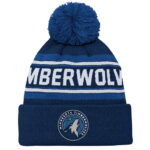 Youth Navy Minnesota Timberwolves Backboard Jacquard Cuffed Knit Hat with Pom