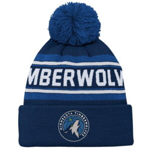 Youth Navy Minnesota Timberwolves Backboard Jacquard Cuffed Knit Hat with Pom