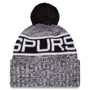 Youth New Era Black San Antonio Spurs Tri-Color Cuffed Knit Hat with Pom