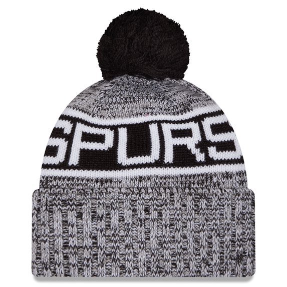 Youth New Era Black San Antonio Spurs Tri-Color Cuffed Knit Hat with Pom