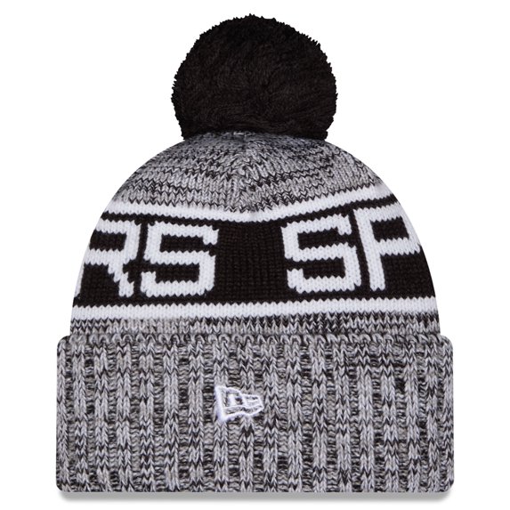 Youth New Era Black San Antonio Spurs Tri-Color Cuffed Knit Hat with Pom