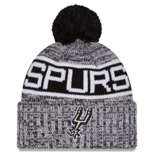 Youth New Era Black San Antonio Spurs Tri-Color Cuffed Knit Hat with Pom