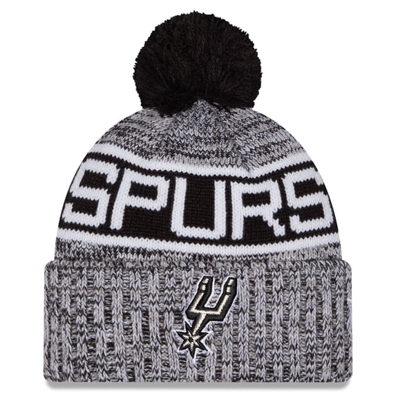 Youth New Era Black San Antonio Spurs Tri-Color Cuffed Knit Hat with Pom