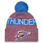 Youth New Era Blue Oklahoma City Thunder Tri-Color Cuffed Knit Hat with Pom