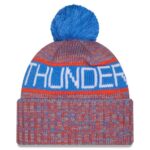 Youth New Era Blue Oklahoma City Thunder Tri-Color Cuffed Knit Hat with Pom