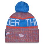 Youth New Era Blue Oklahoma City Thunder Tri-Color Cuffed Knit Hat with Pom