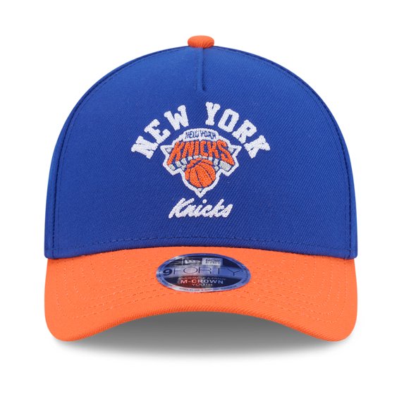 Youth New Era BlueOrange New York Knicks Arch 9FORTY A-Frame M-Crown Adjustable Hat