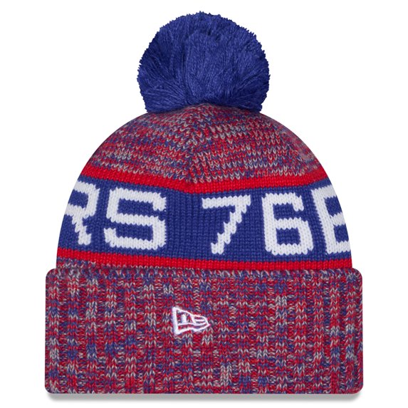 Youth New Era Red Philadelphia 76ers Alternate Tri-Color Cuffed Knit Hat with Pom