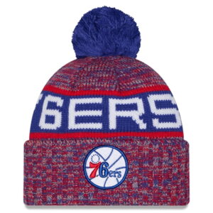 Youth New Era Red Philadelphia 76ers Alternate Tri-Color Cuffed Knit Hat with Pom