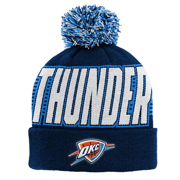 Youth Outerstuff Blue Oklahoma City Thunder Cuffed Knit Hat with Pom