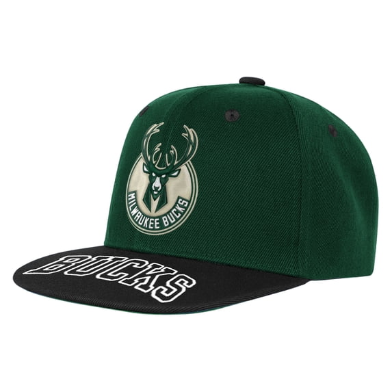 Youth Outerstuff Hunter GreenBlack Milwaukee Bucks Two-Tone Snapback Hat