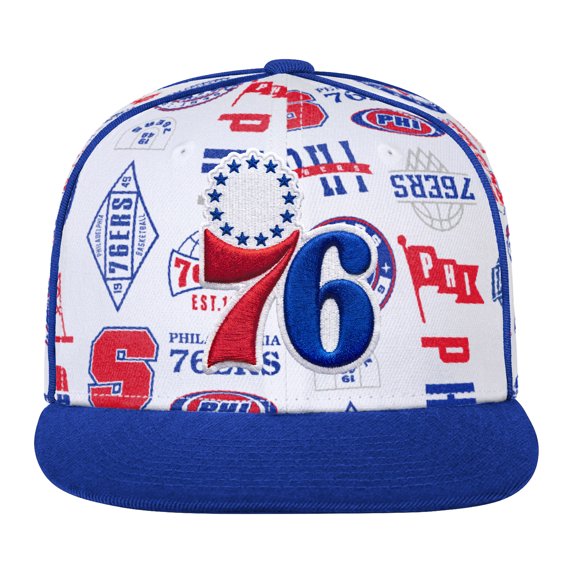 Youth Outerstuff White Philadelphia 76ers Piped Up Snapback Hat