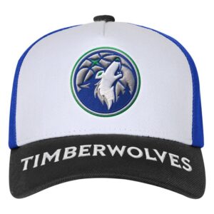 Youth Outerstuff WhiteBlack Minnesota Timberwolves Logo Three Pro Pinch Pre-Curved Adjustable Hat