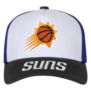 Youth Outerstuff WhiteBlack Phoenix Suns Logo Three Pro Pinch Pre-Curved Adjustable Hat