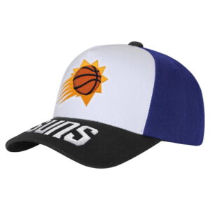 Youth Outerstuff WhiteBlack Phoenix Suns Logo Three Pro Pinch Pre-Curved Adjustable Hat