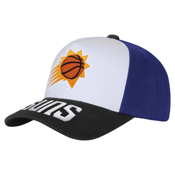 Youth Outerstuff WhiteBlack Phoenix Suns Logo Three Pro Pinch Pre-Curved Adjustable Hat