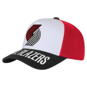 Youth Outerstuff WhiteBlack Portland Trail Blazers Logo Three Pro Pinch Pre-Curved Adjustable Hat