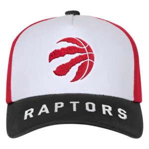 Youth Outerstuff WhiteBlack Toronto Raptors Logo Three Pro Pinch Pre-Curved Adjustable Hat