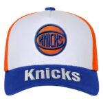 Youth Outerstuff White/Blue New York Knicks Logo Three Pro Pinch Pre-Curved Adjustable Hat