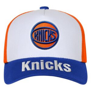 Youth Outerstuff WhiteBlue New York Knicks Logo Three Pro Pinch Pre-Curved Adjustable Hat