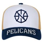 Youth Outerstuff WhiteNavy New Orleans Pelicans Logo Three Pro Pinch Pre-Curved Adjustable Hat