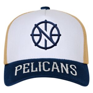 Youth Outerstuff WhiteNavy New Orleans Pelicans Logo Three Pro Pinch Pre-Curved Adjustable Hat